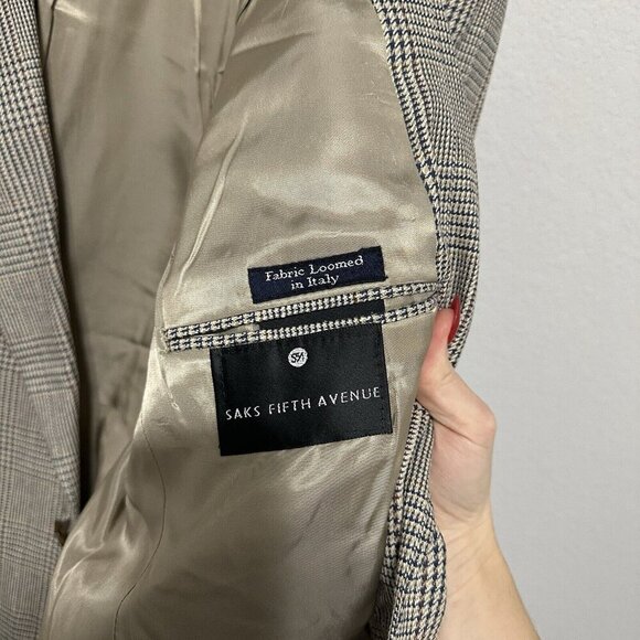 Vintage Burberry’s Houndstooth Brown Suit Jacket Mens Size 44R L/XL *Read - Picture 5 of 13